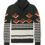 intarsia shawl collar cashmere sweater